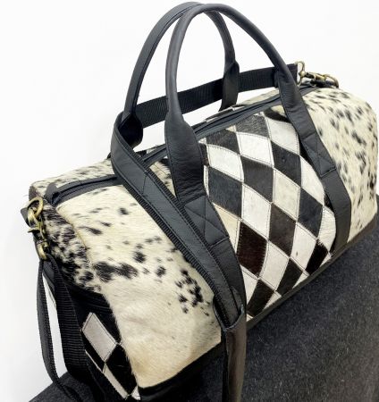 Klassy Cowgirl Hair on Cowhide Black and White Duffle Bag #3